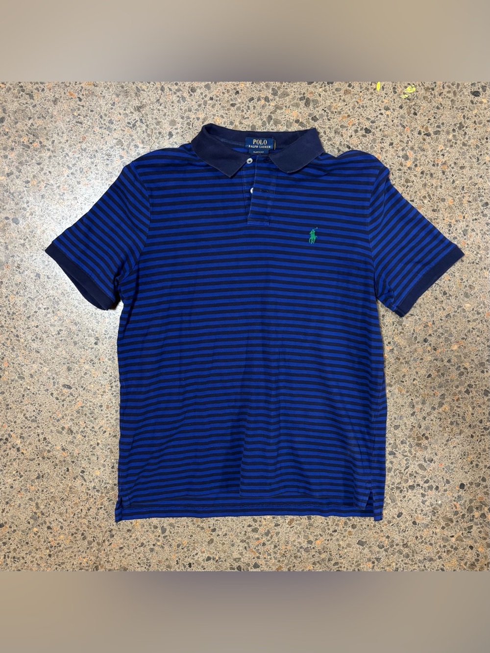 Classic Fit Polo Ralph Lauren Shirt (Large) Striped, Navy Blue, Royal Blue,Green